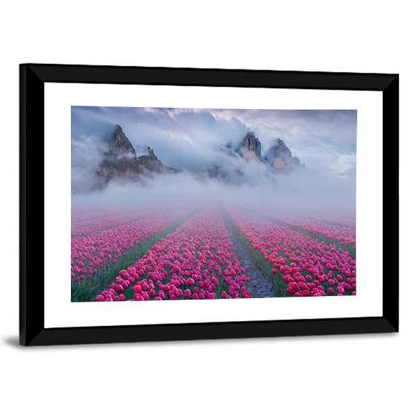 Fantastic Spring Landscape With Tulip Fields Canvas Wall Art