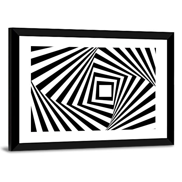 Black and White Concentric Squares Canvas Wall Art