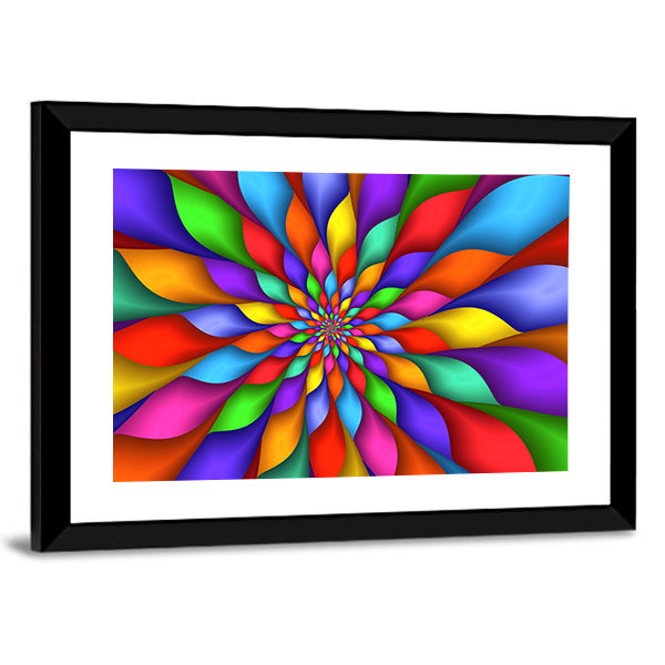 Rainbow Petal Spiral Abstract Canvas Wall Art