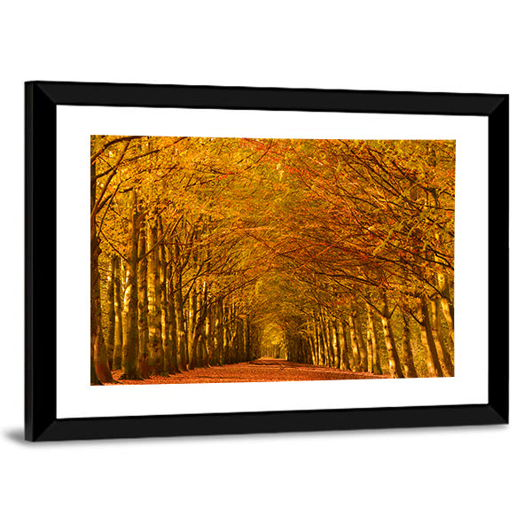Autumn Forest Lane Canvas Wall Art