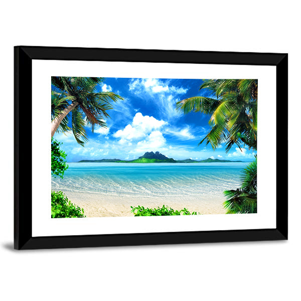 Tropical Beach with Turquoise Ocean Canvas Wall Art