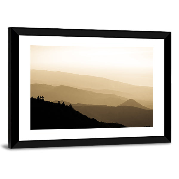 Sunset Over Foggy Mountains In Turkey Canvas Wall Art