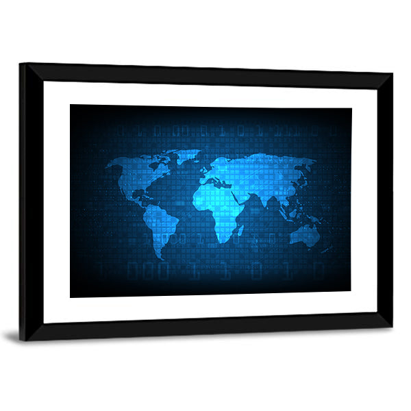 Digital Globe World Map Canvas Wall Art