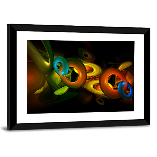 3D Colorful Shapes Abstract Canvas Wall Art