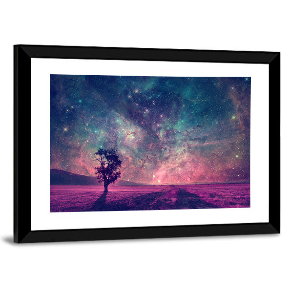 Alien Planet Nebula Silhouette Canvas Wall Art