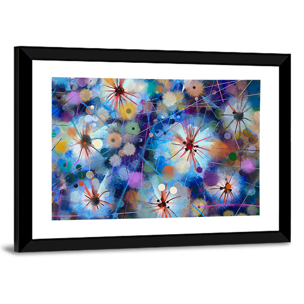 Abstract Watercolor Floral with Starburst Motifs Canvas Wall Art