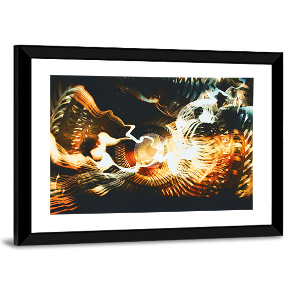 Golden Surreal Fractal Canvas Wall Art