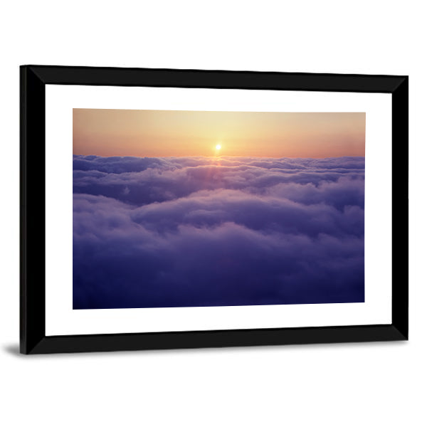 Sunset Above The Clouds Canvas Wall Art
