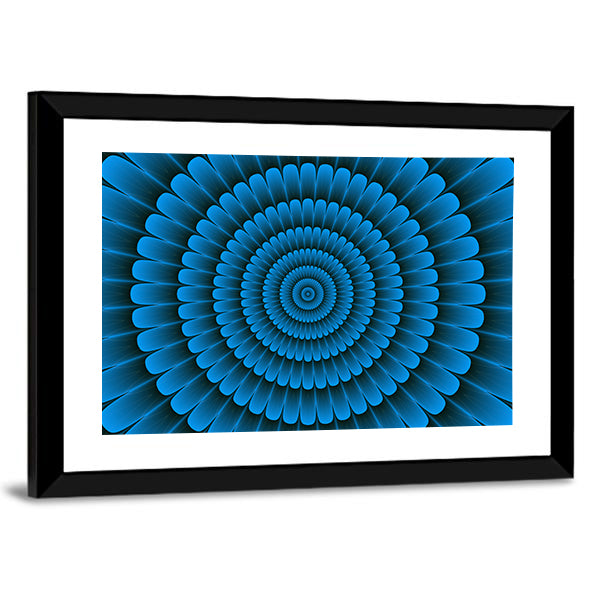 Blue Radial Floral Pattern Canvas Wall Art