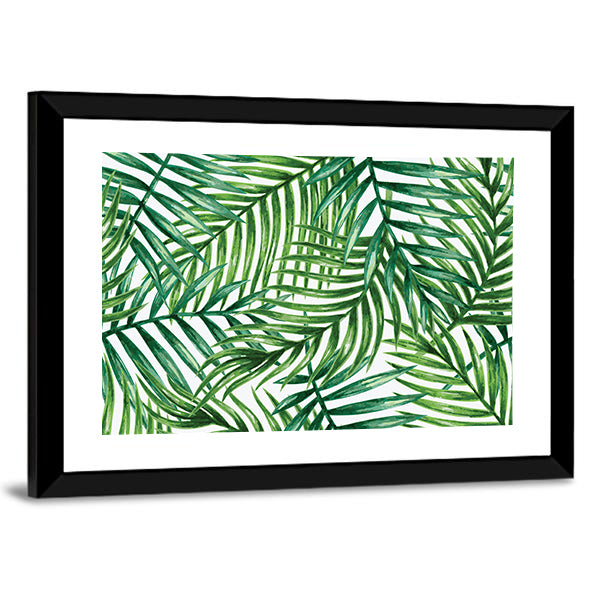 Watercolor Tropical Palm Leaves Canvas Wall Art