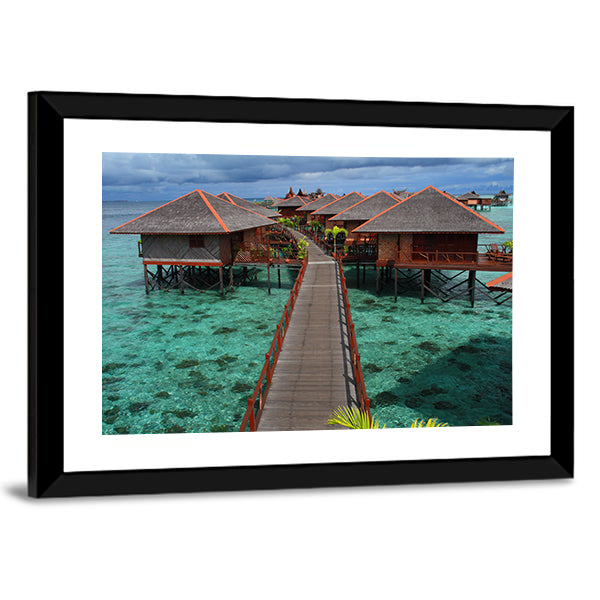 Mabul Island Overwater Bungalows Canvas Wall Art