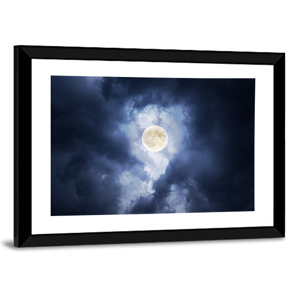 Supermoon in Clouds Canvas Wall Art
