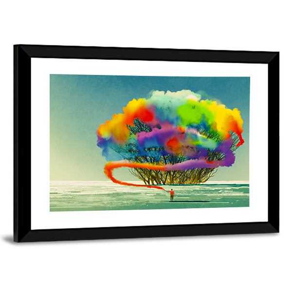 Colorful Smoke Flare Illustration Canvas Wall Art