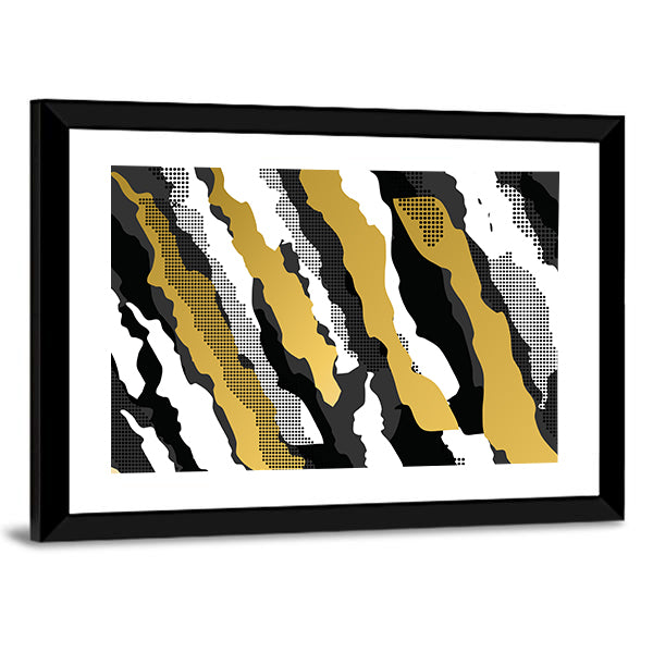 Golden Abstract Camouflage Pattern Canvas Wall Art