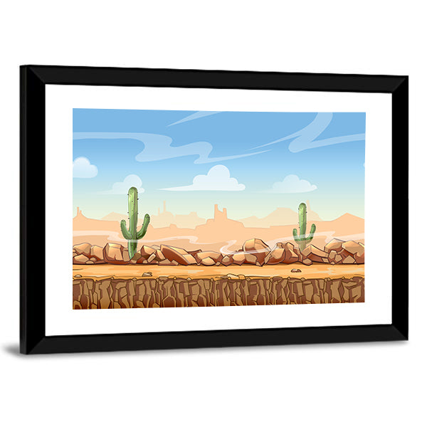 Wild West Desert Game Concept Canvas Wall Art