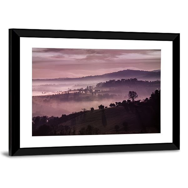 Purple Misty Hills at Dawn Canvas Wall Art