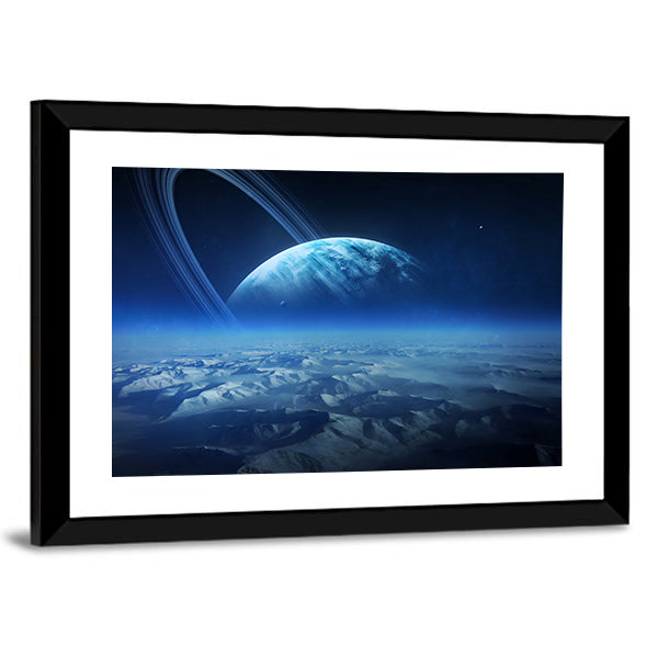 View of Uranus from Titania Canvas Wall Art