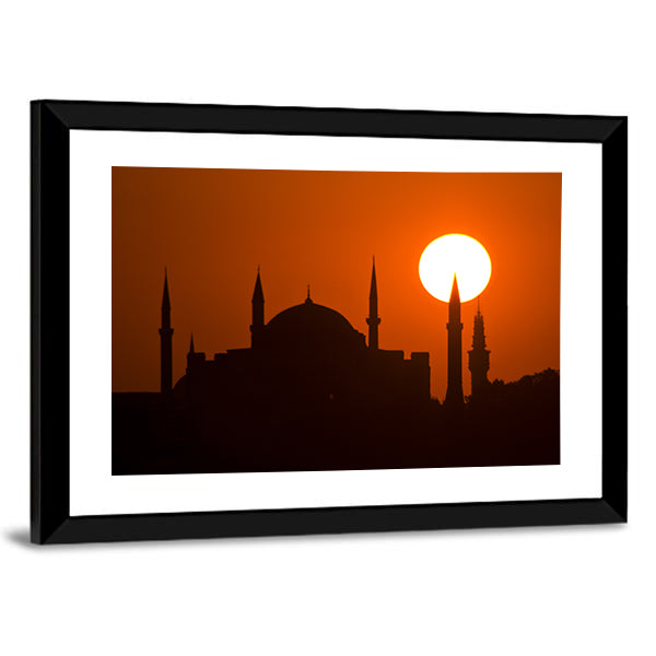 Silhouette Of Suleymaniye Mosque At Sunset In Istanbul Canvas Wall Art