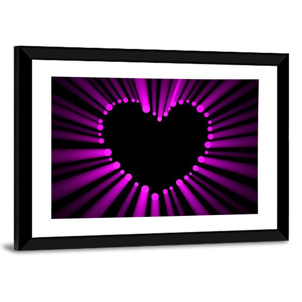 Magenta Heart with Radial Light Rays Canvas Wall Art