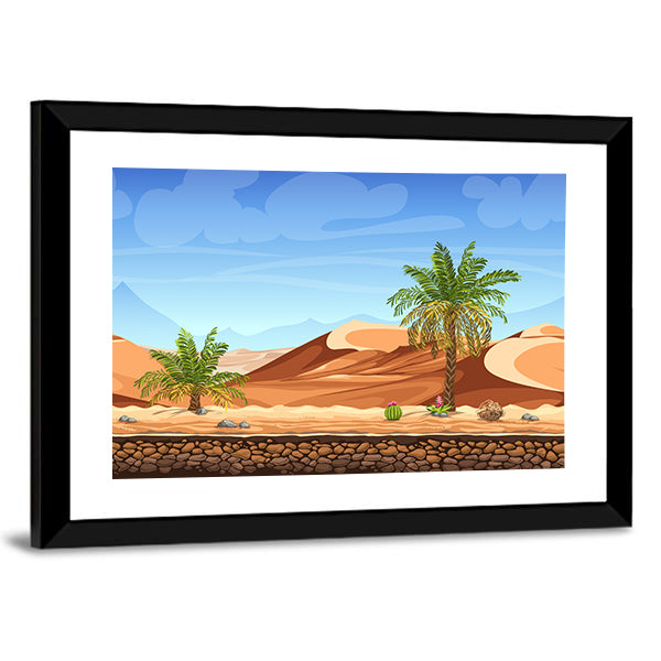 Desert Side-scrolling Game Scene Canvas Wall Art