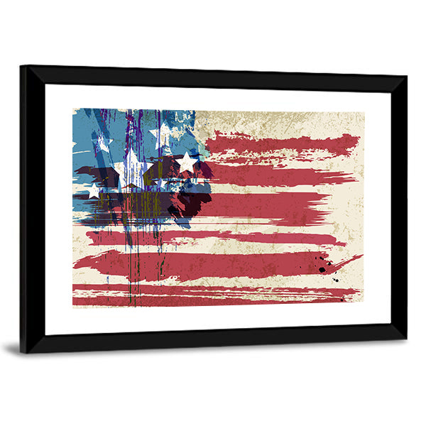 Grunge American Flag Canvas Wall Art