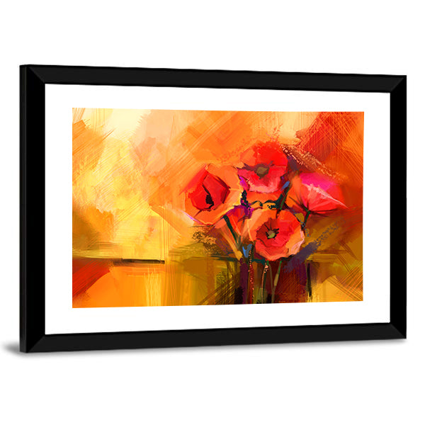 Abstract Red Poppy Bouquet Canvas Wall Art