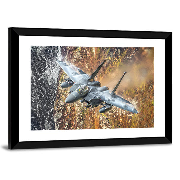 F-15 Fighter Jet Canyon Run Canvas Wall Art
