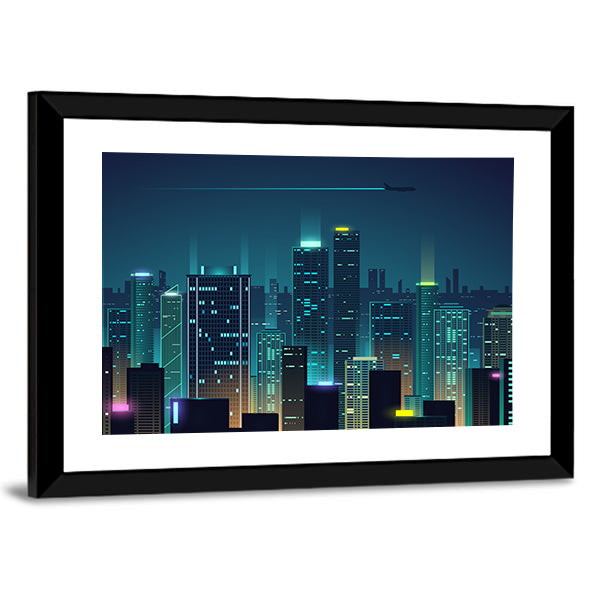 New York City Night Skyline Canvas Wall Art