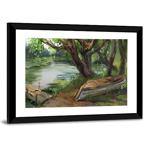 Willow Trees By The Water Canvas Wall Art