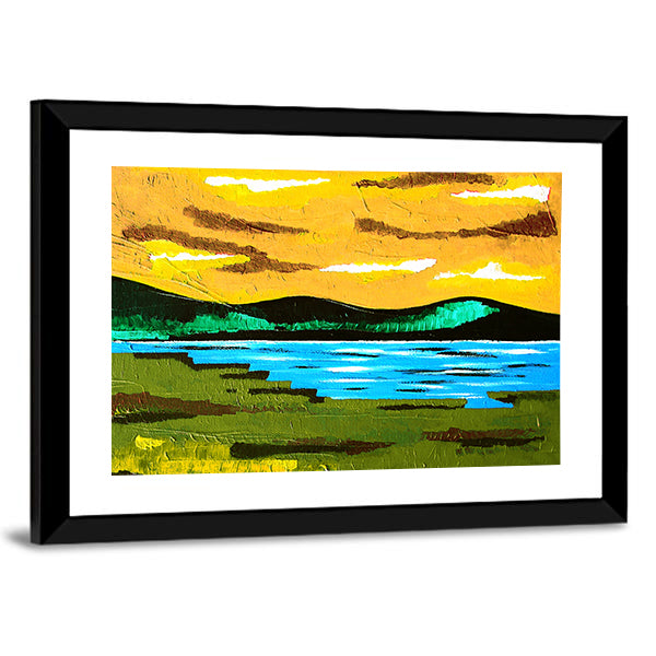 Sunset Lake Meadow Canvas Wall Art