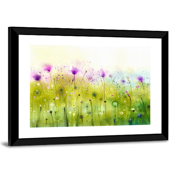 Cosmos Flowers Abstract Canvas Wall Art