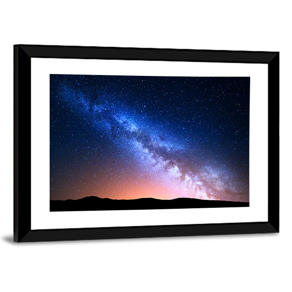 Starry Sky With Hills At Summer Canvas Wall Art