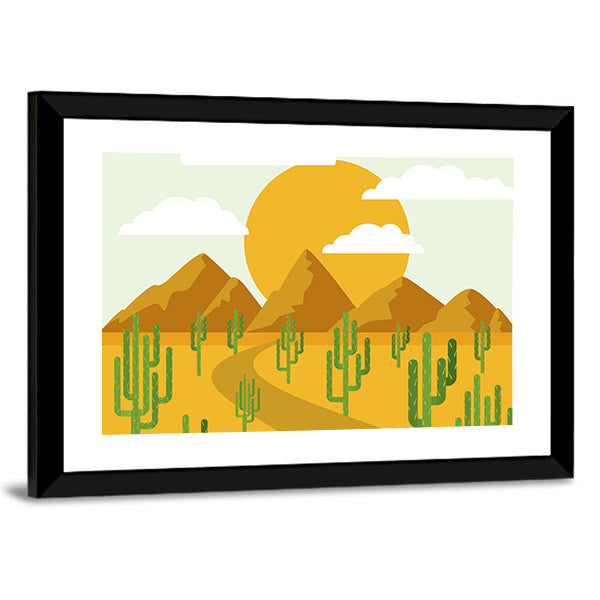 Desert Vector Illustration Canvas Wall Art