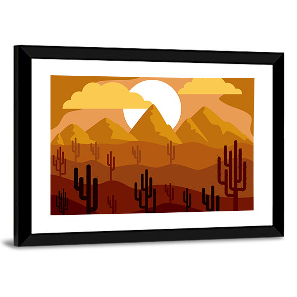 Desert Sunset with Saguaro Cacti Canvas Wall Art