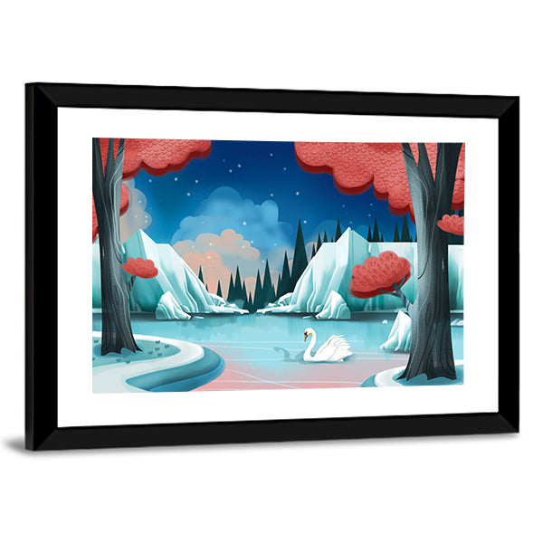 Fantasy Swan Lake Canvas Wall Art