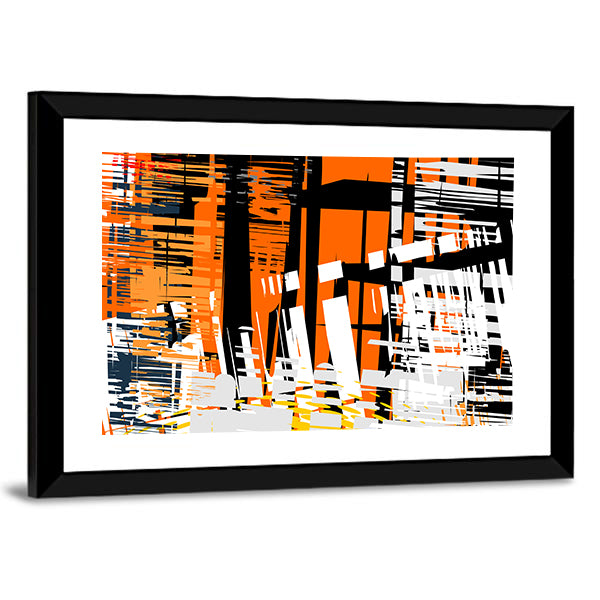 Gradient Grunge Abstract with Geometric Layers Canvas Wall Art
