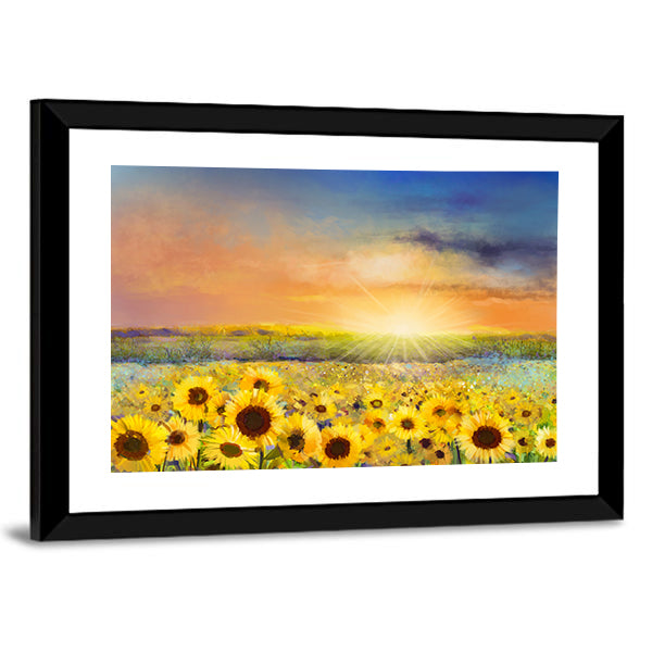 Sunflowers in Warm Sunlight Canvas Wall Art