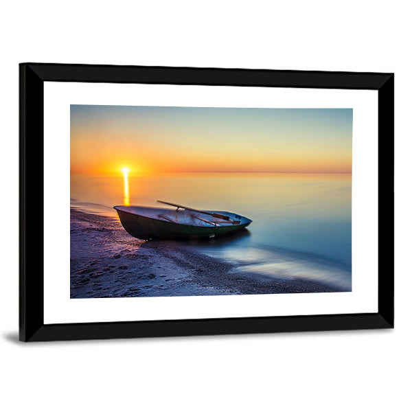 Sunset Rowboat Seascape Canvas Wall Art