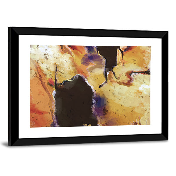Textured Orange Abstract with Dark Central Void Canvas Wall Art