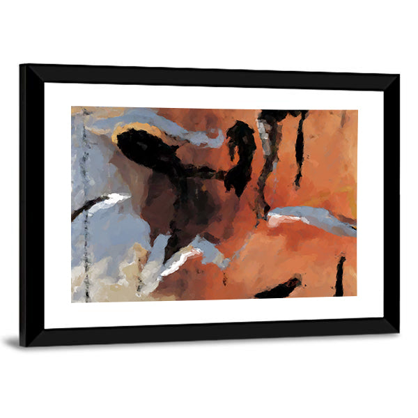 Grunge Orange Abstract Texture Canvas Wall Art
