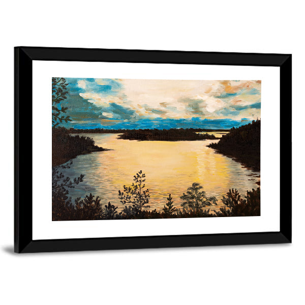 Sunset On The Lake Canvas Wall Art