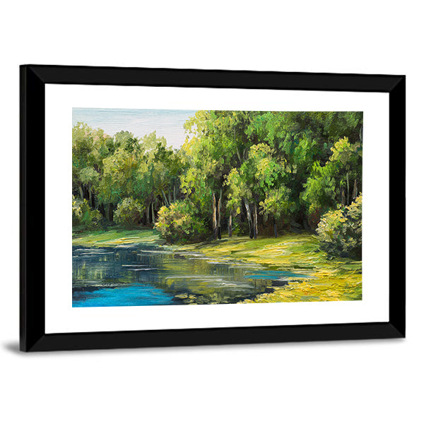Lake In The Forest Canvas Wall Art
