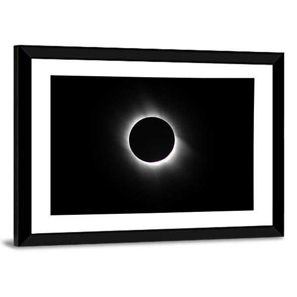 Total Solar Eclipse In Cappadocia Turkey Canvas Wall Art in black and white, framed print, product view on a white background
