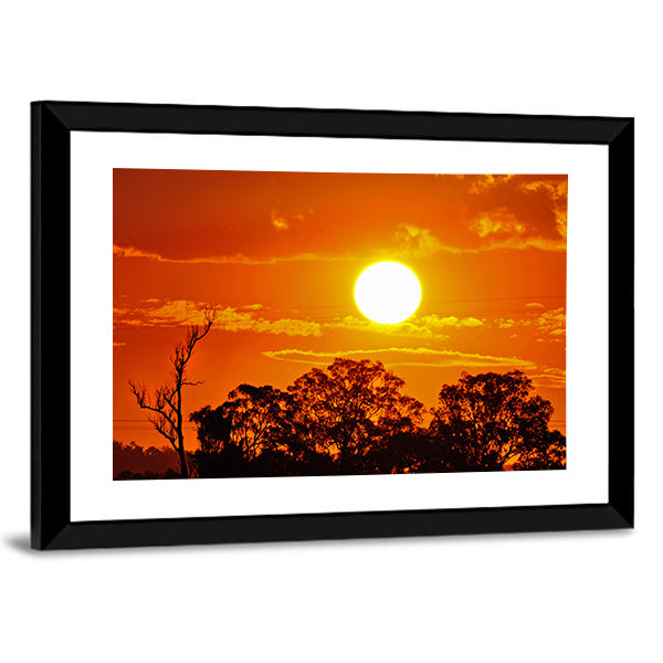 Burning Sun Over Jungle Canvas Wall Art