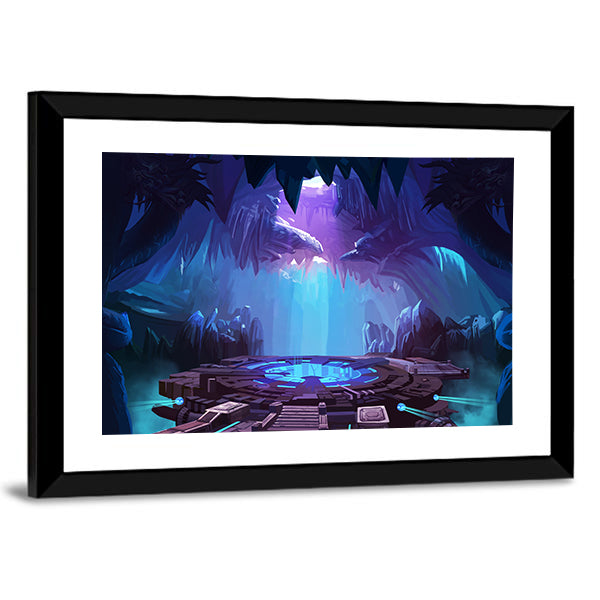 Mysterious Cavern with Glowing Platform Canvas Wall Art