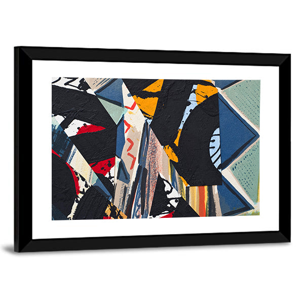 Hand Painted Paper Collage Canvas Wall Art