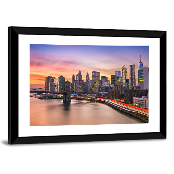 Brooklyn Bridge and Lower Manhattan Skyline Canvas Wall Art