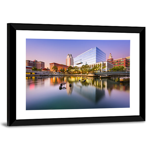 Providence Skyline at Blue Hour Canvas Wall Art
