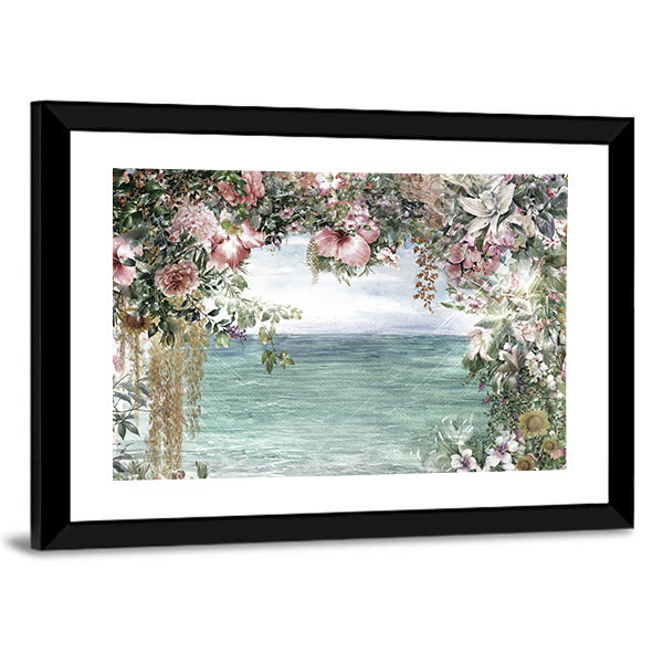Spring Flowers by the Sea Canvas Wall Art