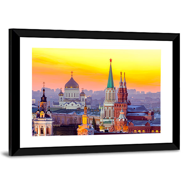 Moscow Kremlin and Cathedral of Christ the Saviour Canvas Wall Art